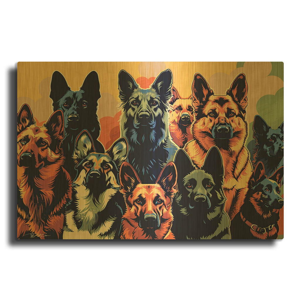 'German Shepherd Poster' By Momart Gold Metal Wall Art