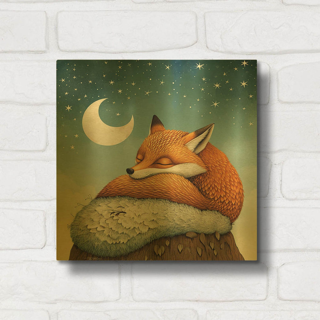 'Goodnight Fox' By Momart Gold Metal Wall Art