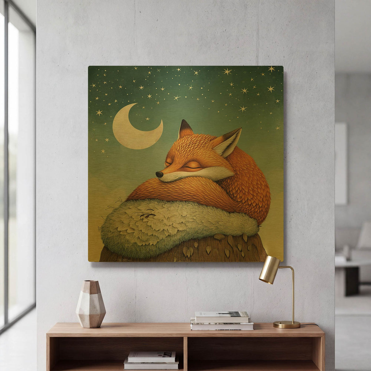 'Goodnight Fox' By Momart Gold Metal Wall Art