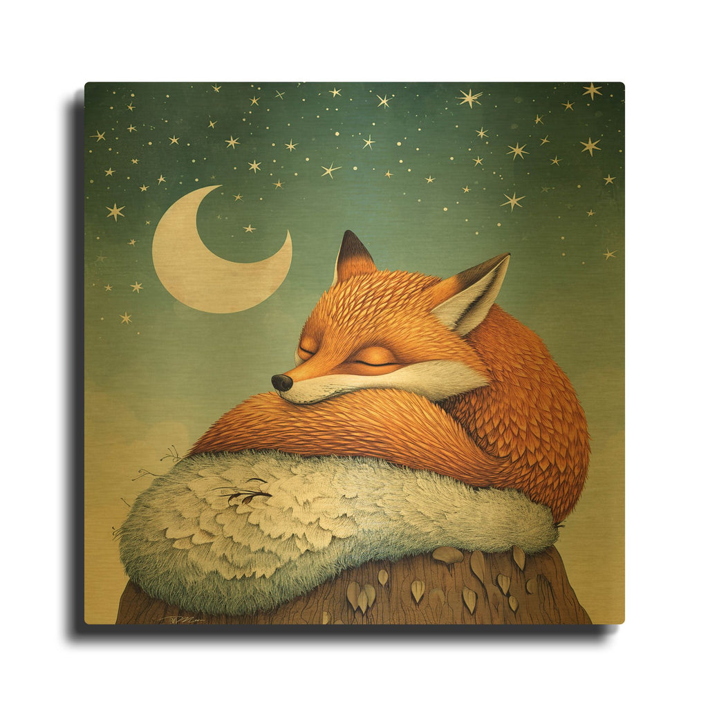 'Goodnight Fox' By Momart Gold Metal Wall Art