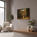 'Gray Cat' By Momart Gold Metal Wall Art
