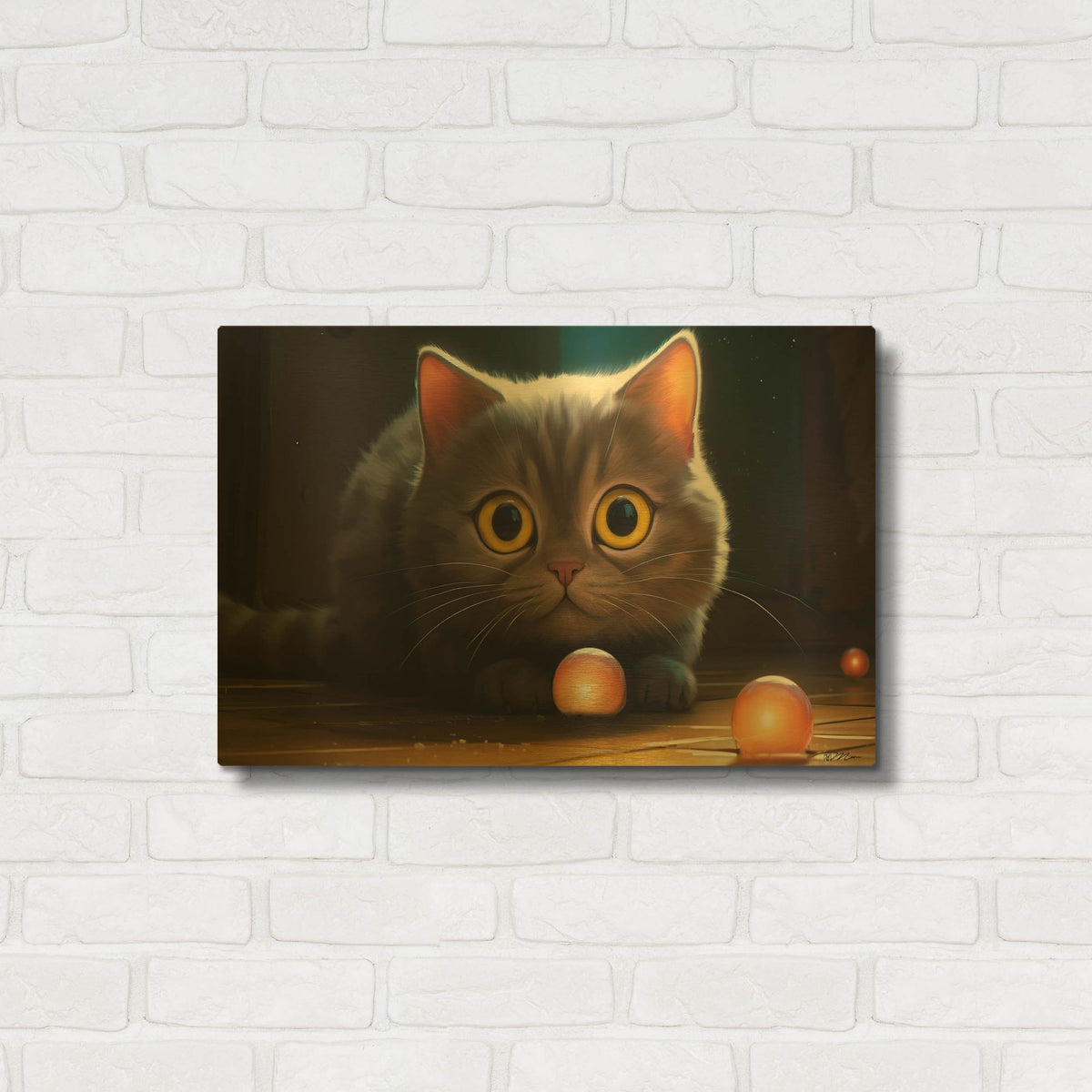 'Gray Cat' By Momart Gold Metal Wall Art