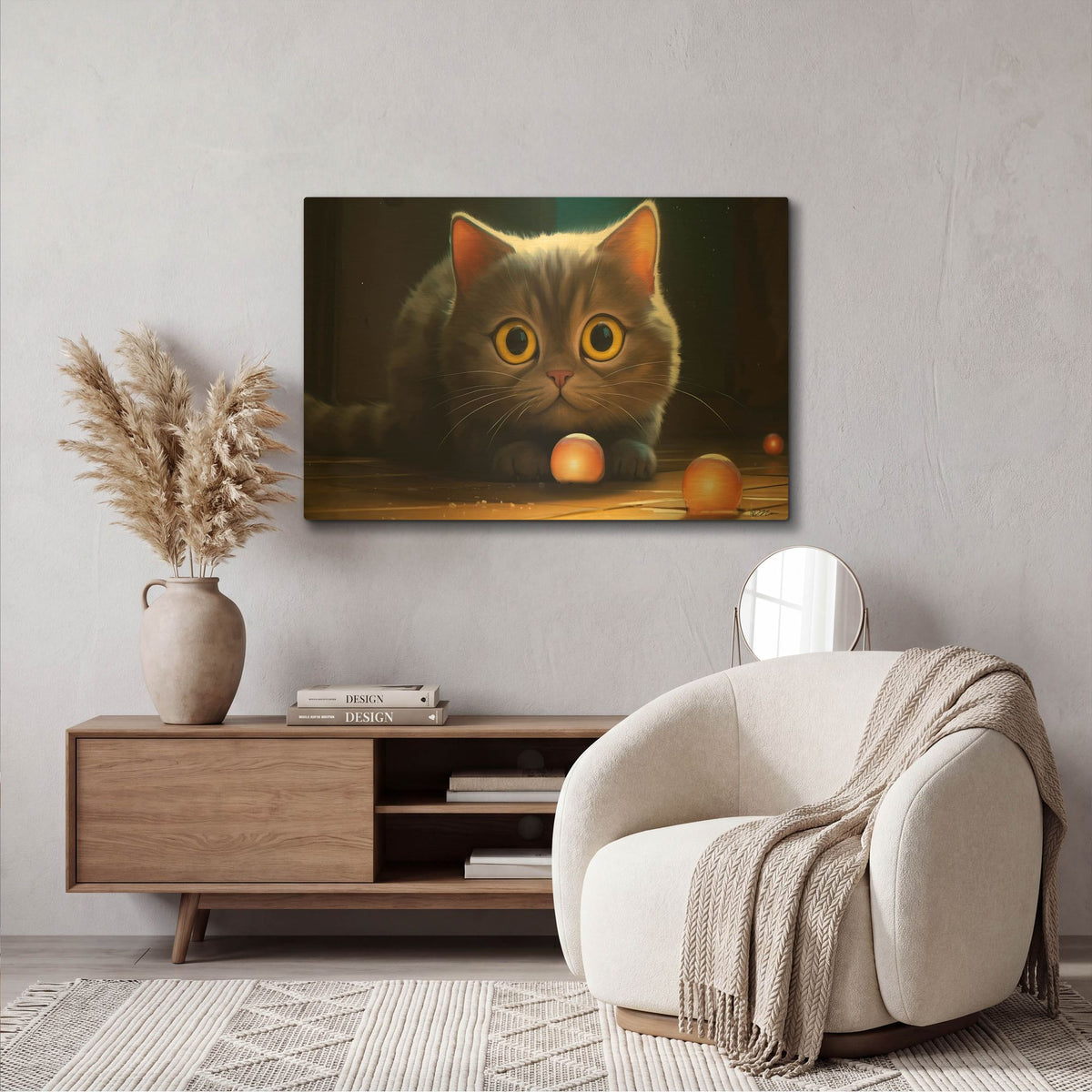 'Gray Cat' By Momart Gold Metal Wall Art