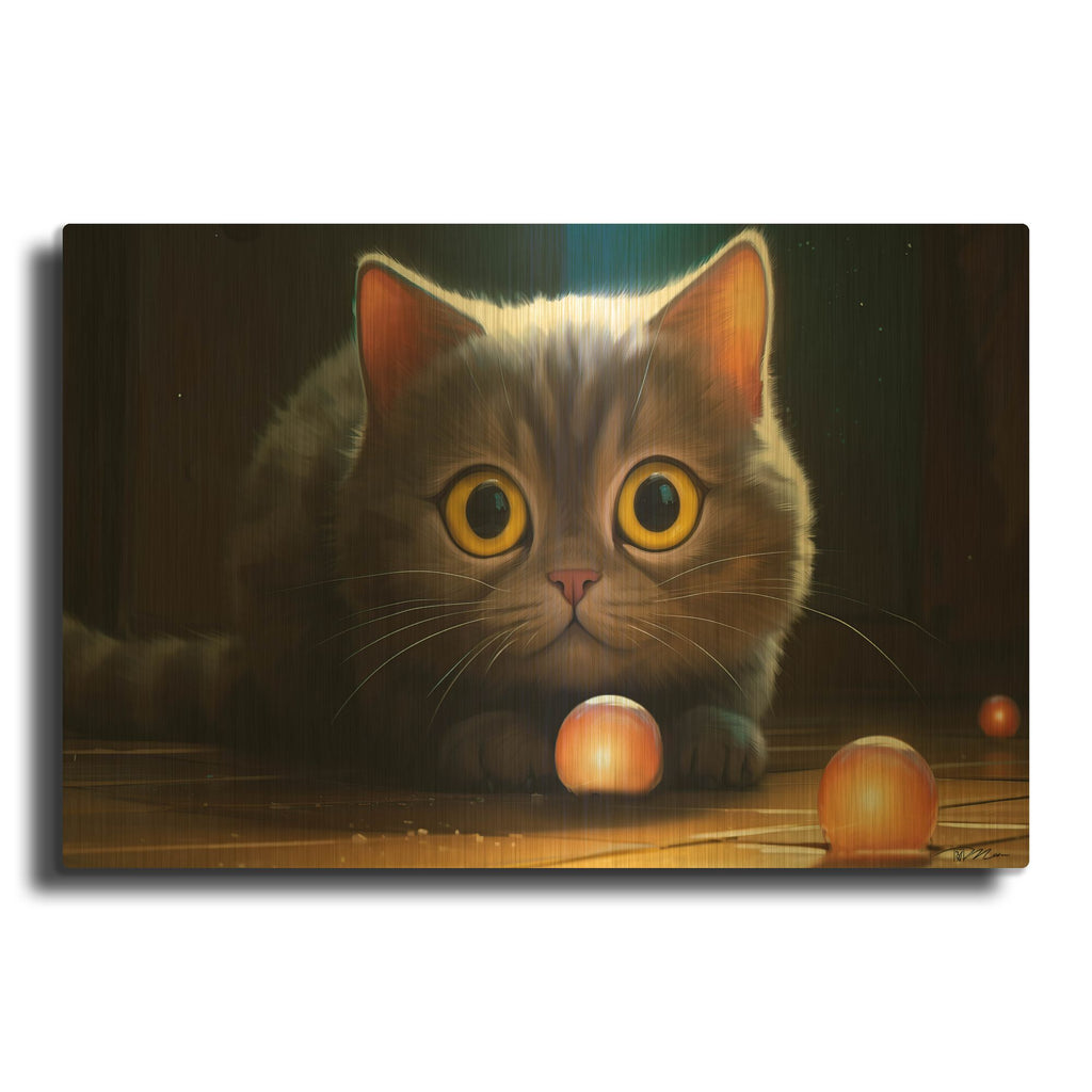 'Gray Cat' By Momart Gold Metal Wall Art