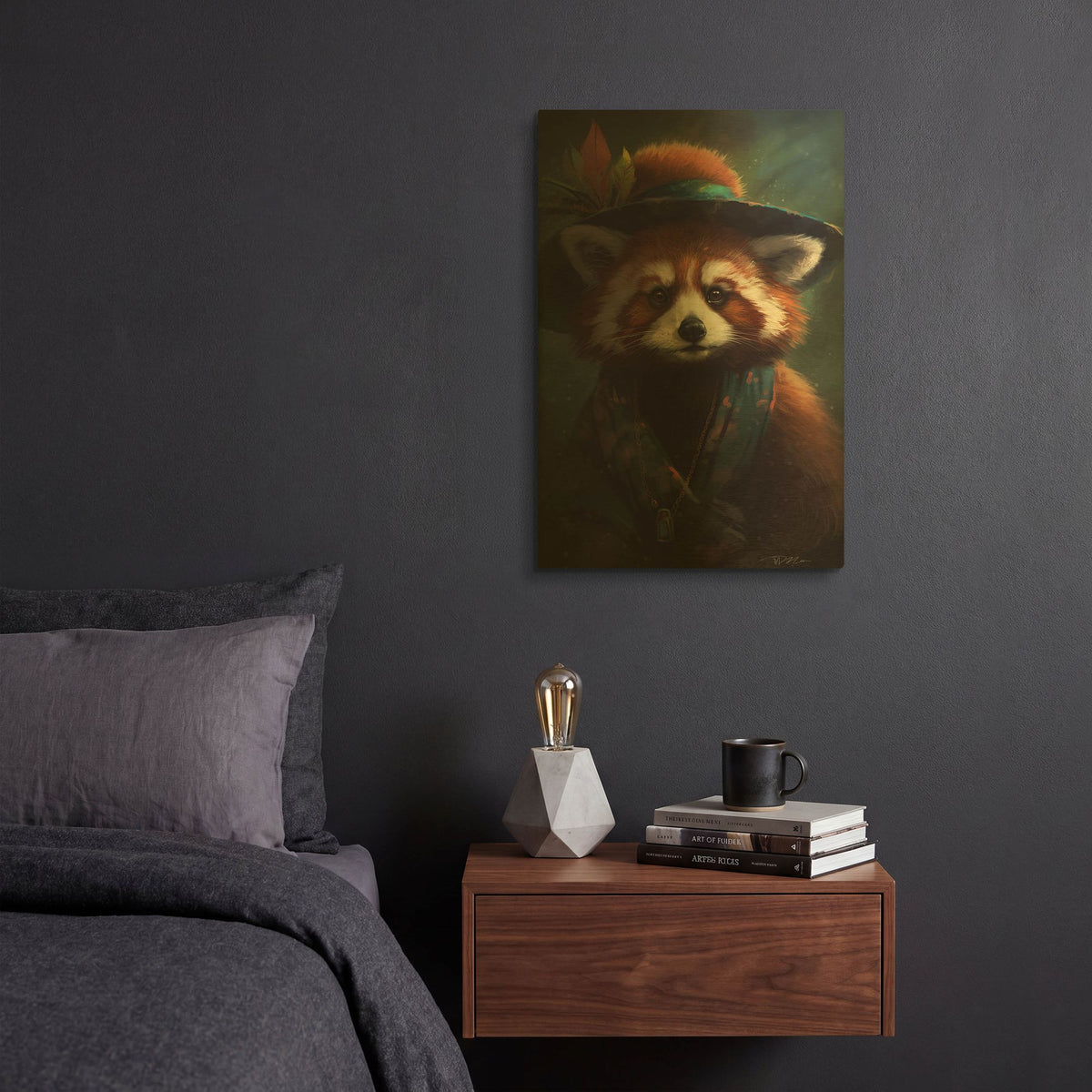 'Gypsy Red Panda' By Momart Gold Metal Wall Art