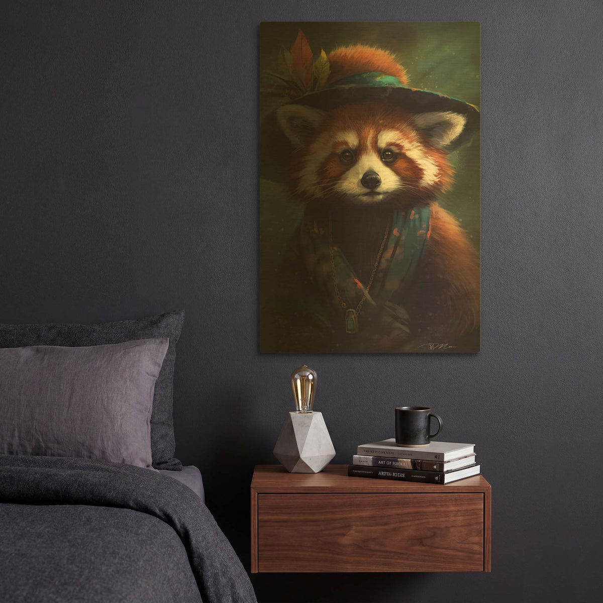 'Gypsy Red Panda' By Momart Gold Metal Wall Art
