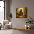 'Halloween Bear and Pumpkins' By Momart Gold Metal Wall Art