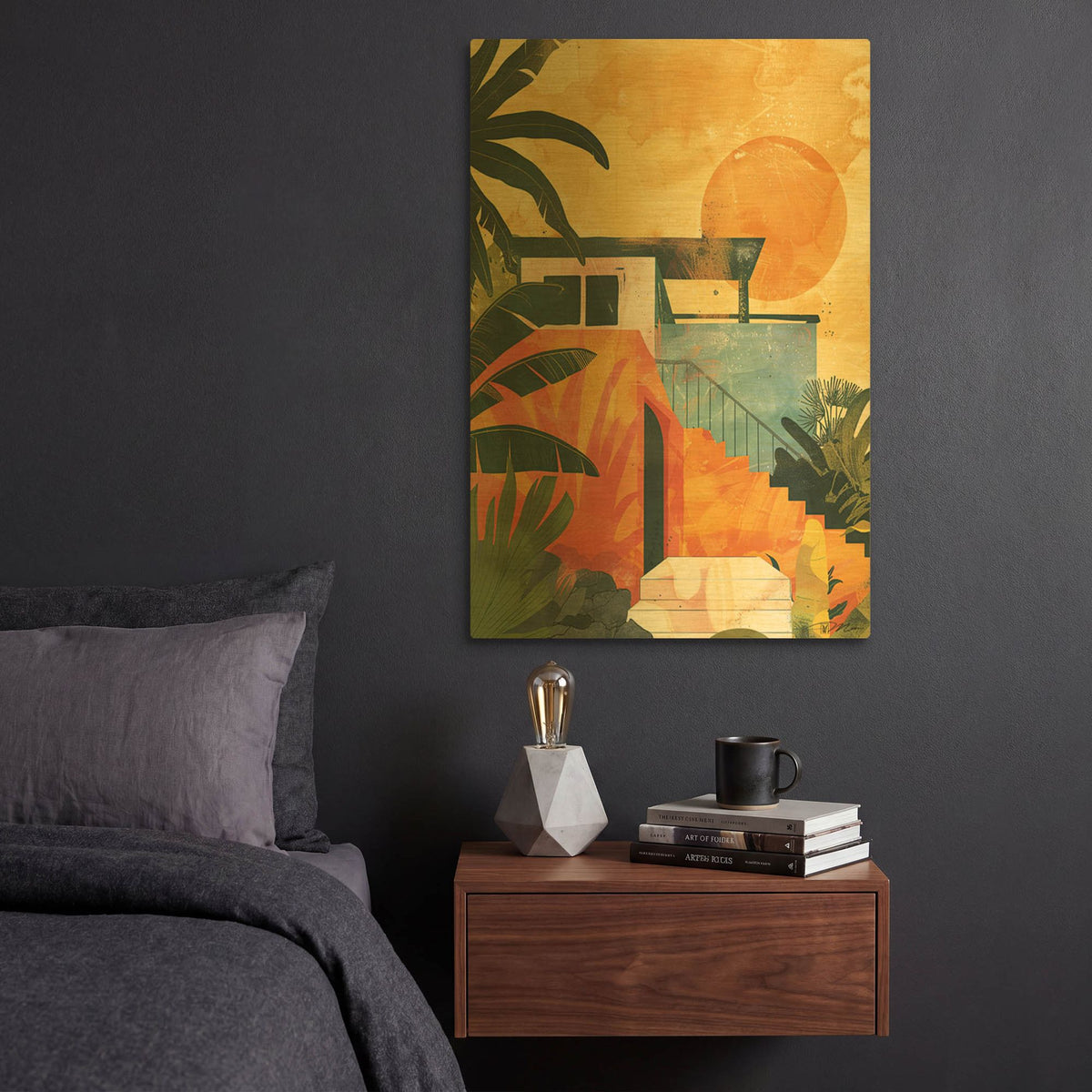 'Happy House 2' By Momart Gold Metal Wall Art