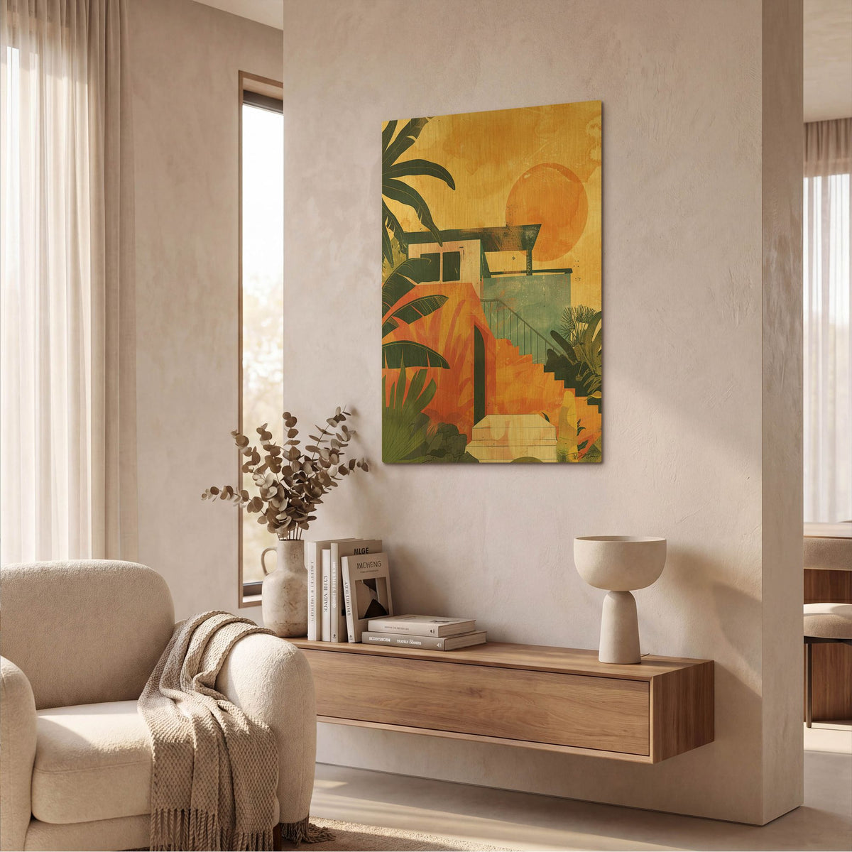 'Happy House 2' By Momart Gold Metal Wall Art