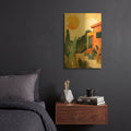 'Happy House 3' By Momart Gold Metal Wall Art