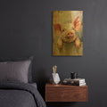 'Happy Pink Pig' By Momart Gold Metal Wall Art