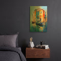 'House On The Water And Boat' By Momart Gold Metal Wall Art