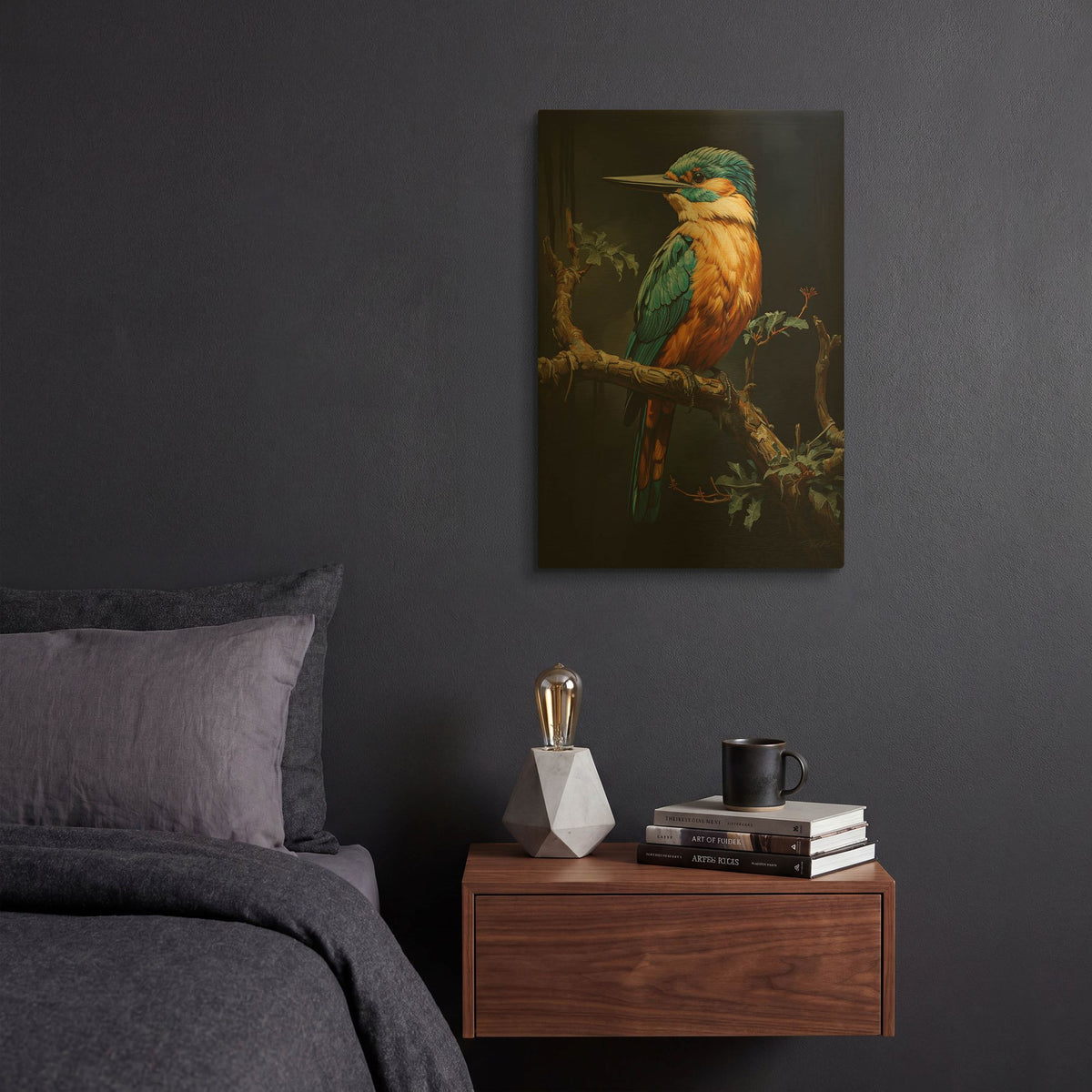 'Kingfisher 1' By Momart Gold Metal Wall Art