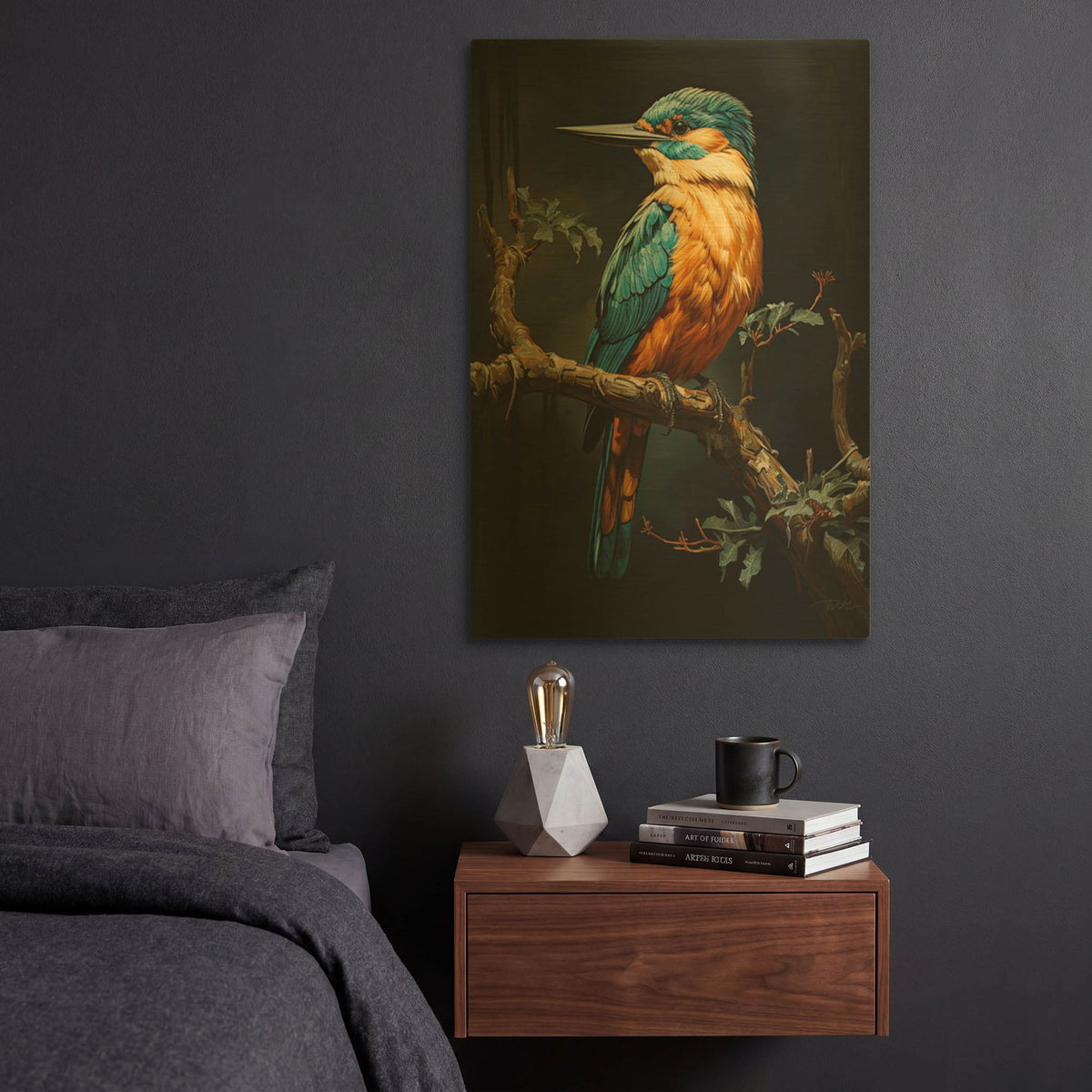 'Kingfisher 1' By Momart Gold Metal Wall Art