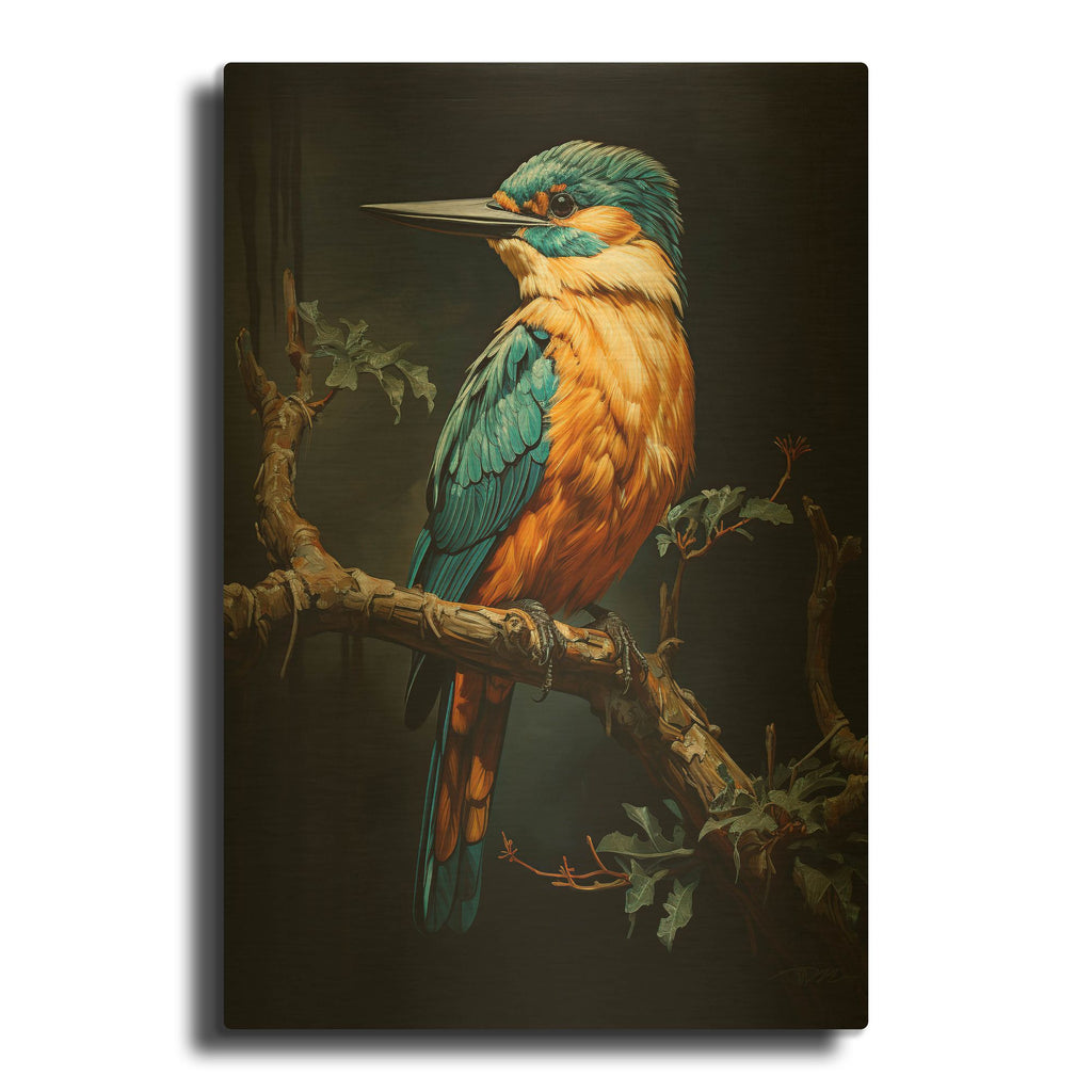 'Kingfisher 1' By Momart Gold Metal Wall Art