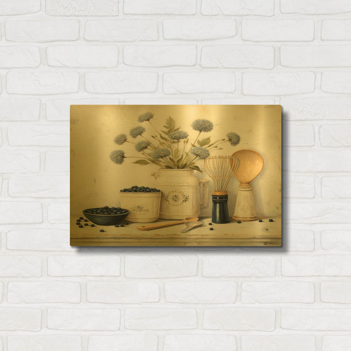 'Kitchen Utensils In Art Print 2' By Momart Gold Metal Wall Art