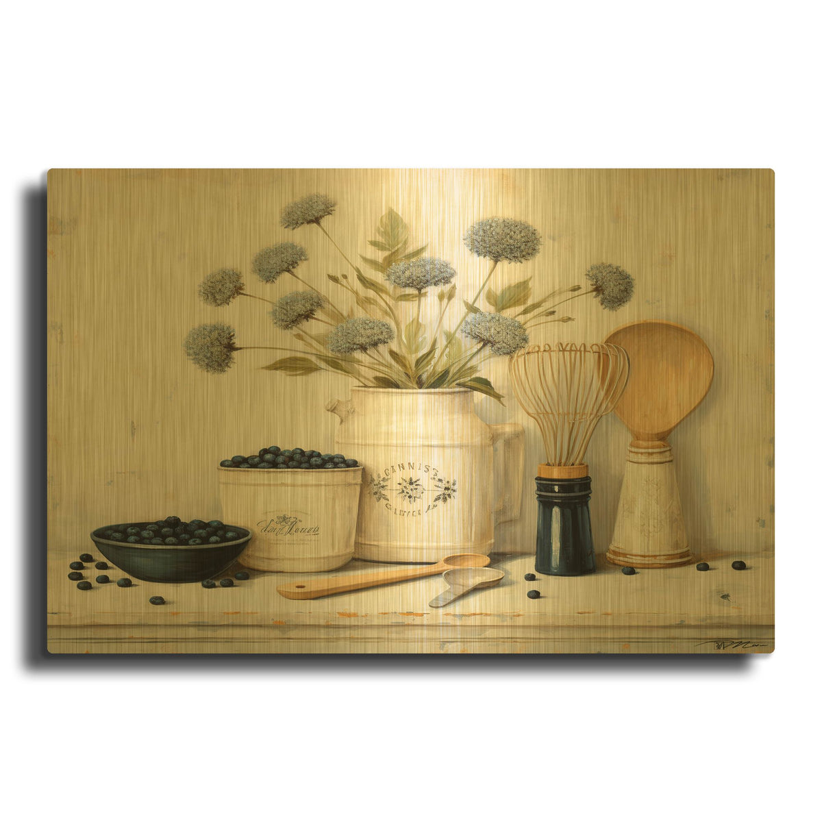 'Kitchen Utensils In Art Print 2' By Momart Gold Metal Wall Art