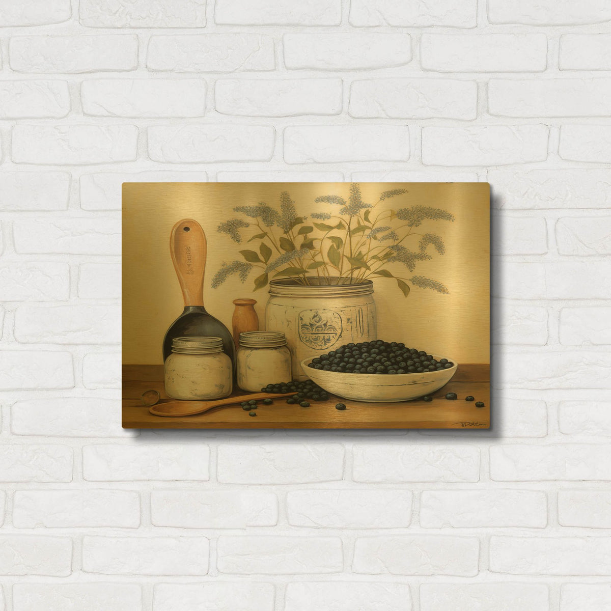 'Kitchen Utensils In Art Print' By Momart Gold Metal Wall Art