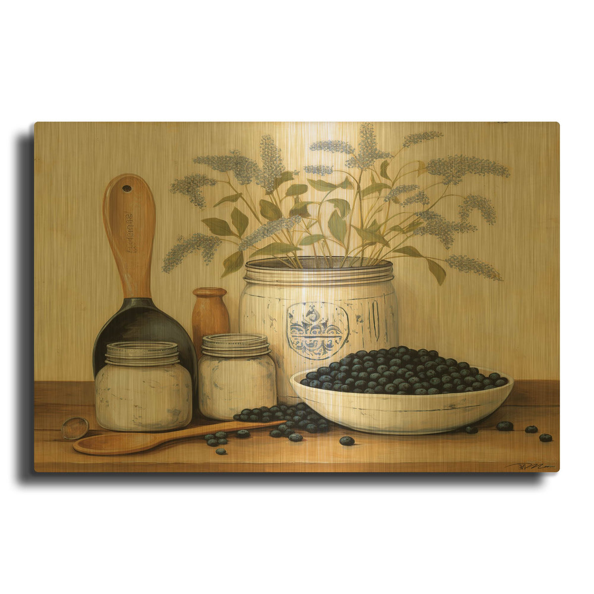 'Kitchen Utensils In Art Print' By Momart Gold Metal Wall Art