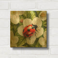 'Ladybug Spring 1' By Momart Gold Metal Wall Art