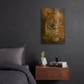 'Leopard Posing' By Momart Gold Metal Wall Art