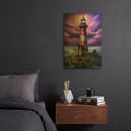 'Lighthouse Purple' By Momart Gold Metal Wall Art