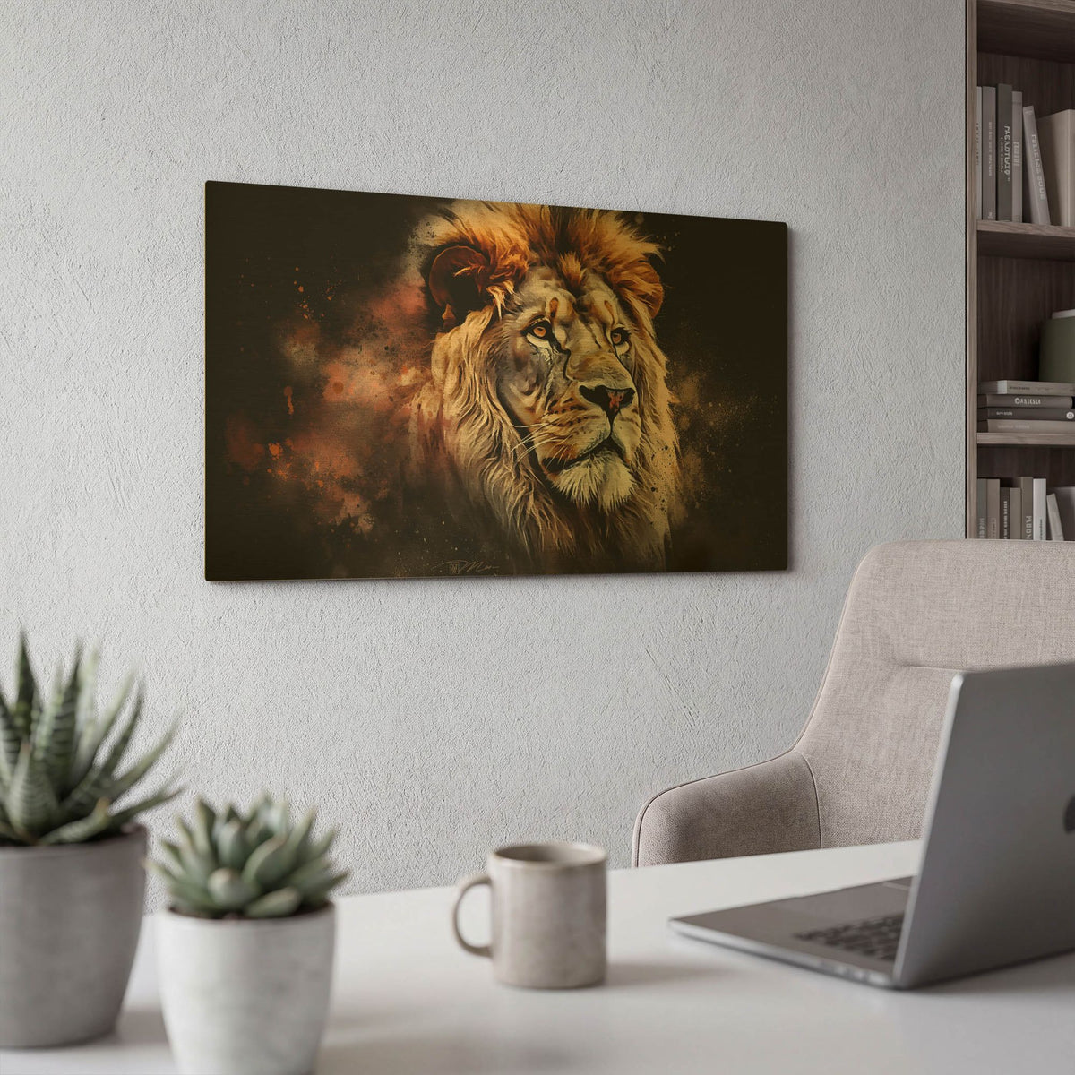'Lion Art 1' By Momart Gold Metal Wall Art