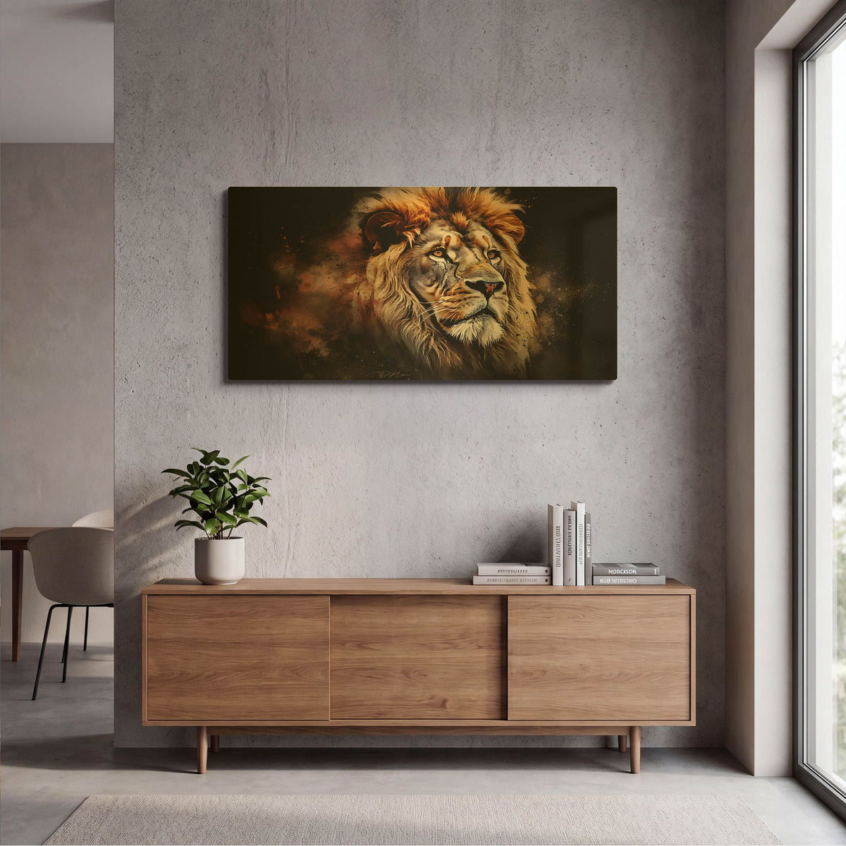 'Lion Art 1' By Momart Gold Metal Wall Art