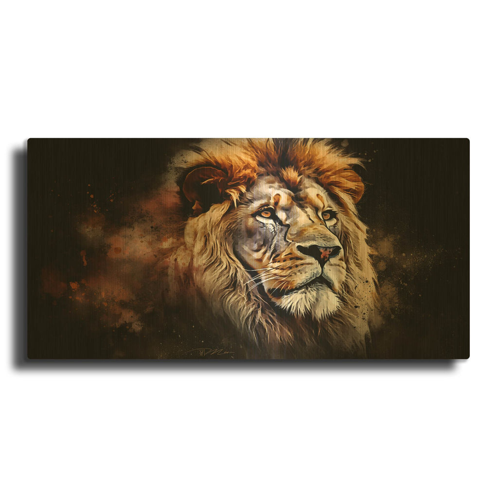 'Lion Art 1' By Momart Gold Metal Wall Art
