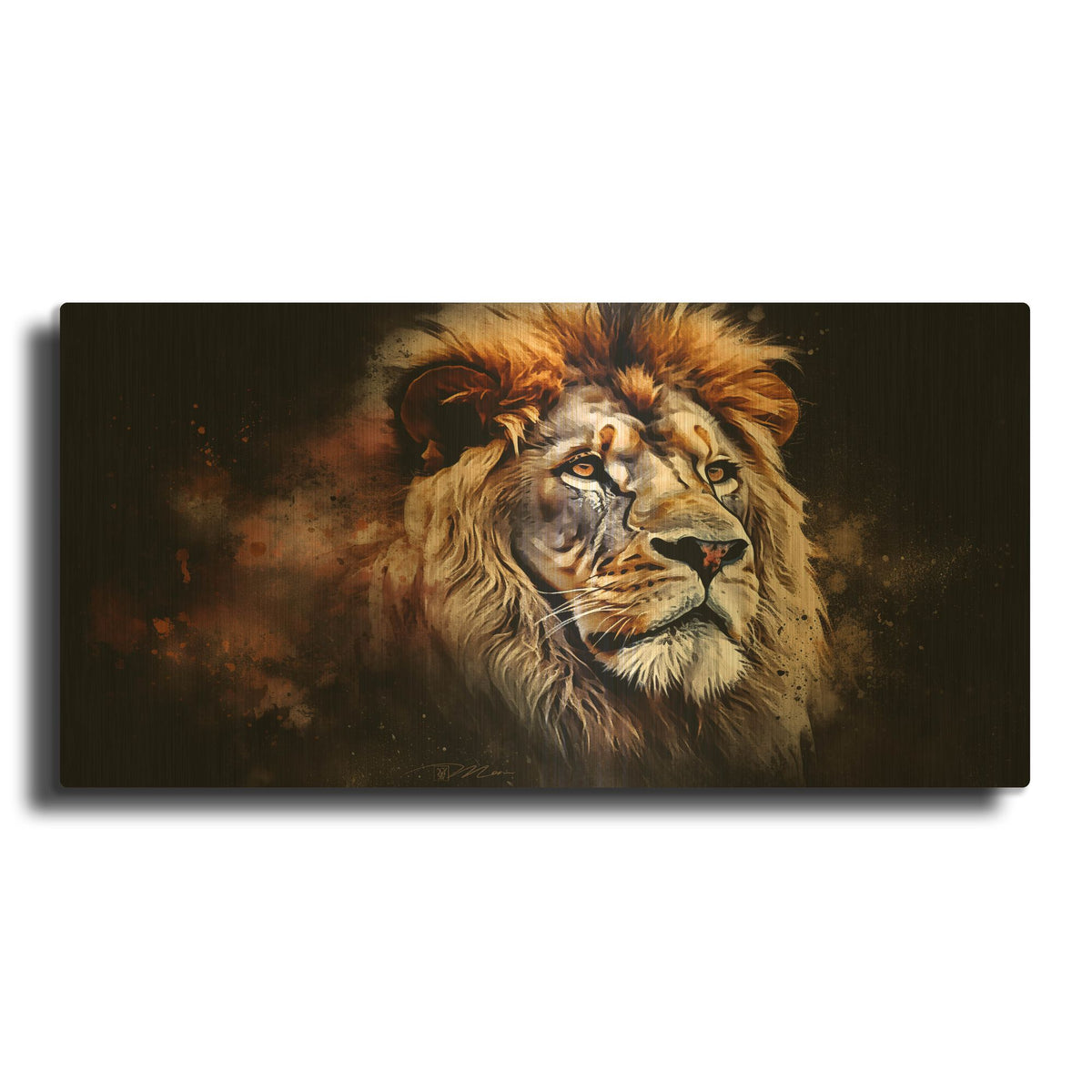 'Lion Art 1' By Momart Gold Metal Wall Art