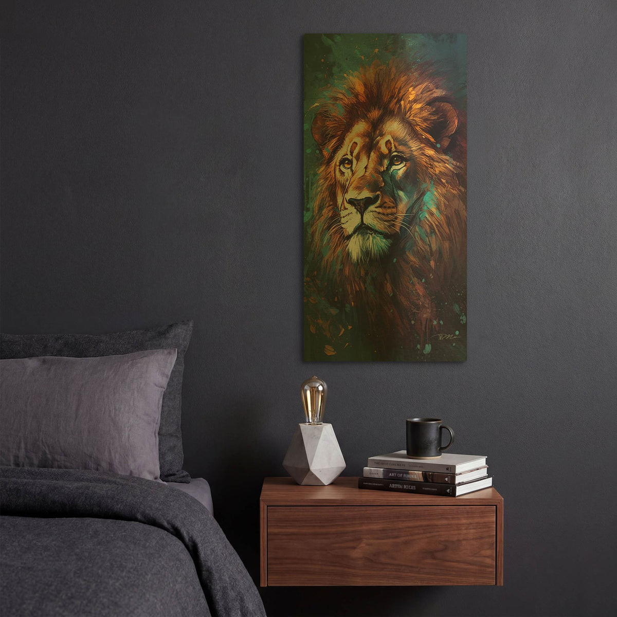 'Lion Art 2' By Momart Gold Metal Wall Art