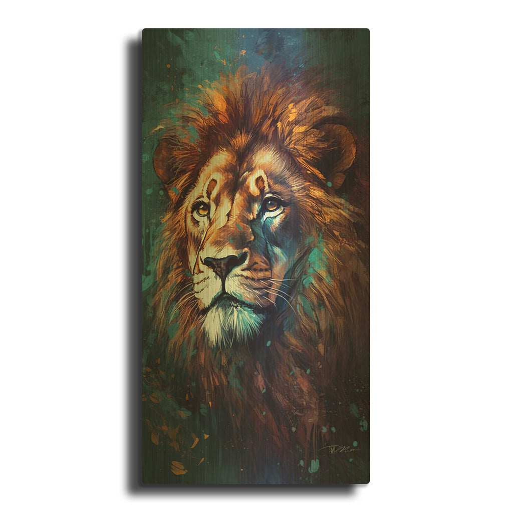 'Lion Art 2' By Momart Gold Metal Wall Art