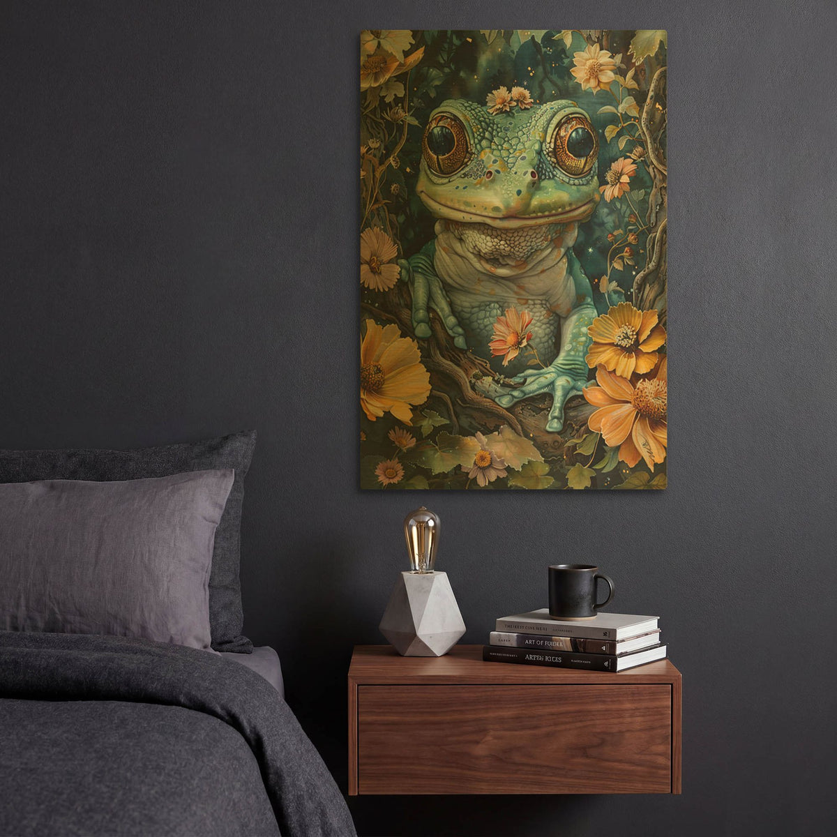 'Little Magical Frog' By Momart Gold Metal Wall Art