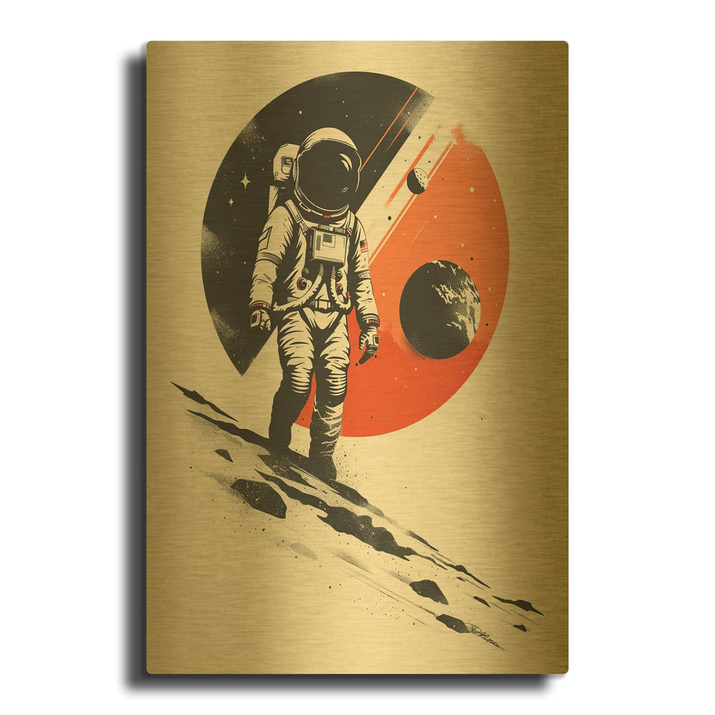 'Logo Sapce Vintage Black And Orange' By Momart Gold Metal Wall Art