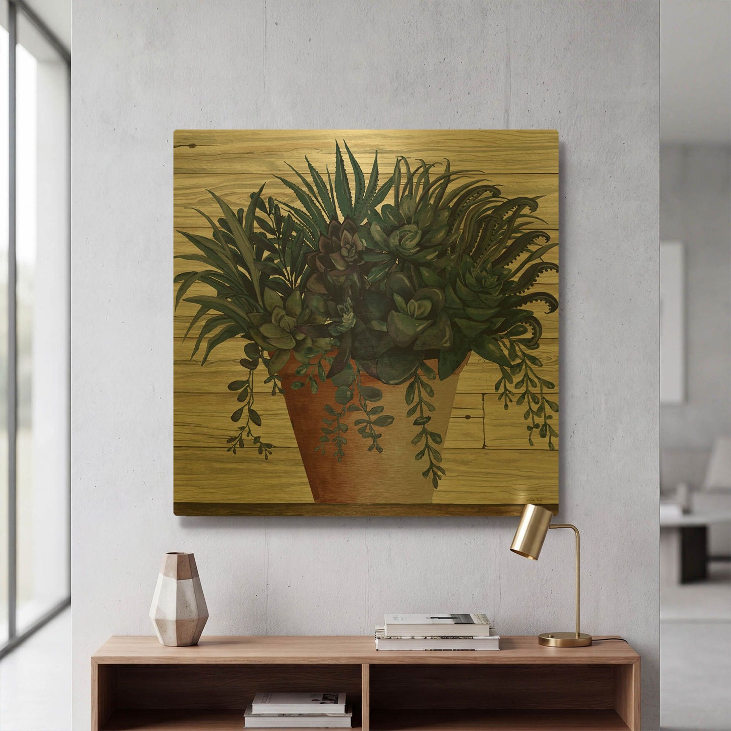 'Remarkable Succulents I' By Cindy Jacobs Gold Metal Wall Art