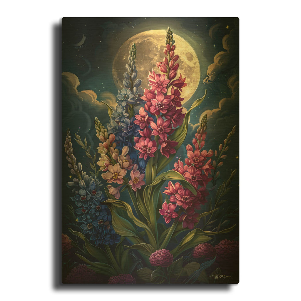 'Lunar Snaptastic Pink And Blue 1' By Momart Gold Metal Wall Art