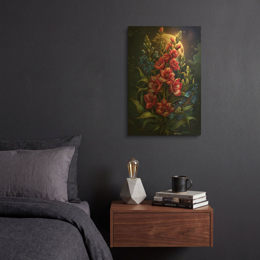 'Lunar Snaptastic Red And Blue' By Momart Gold Metal Wall Art