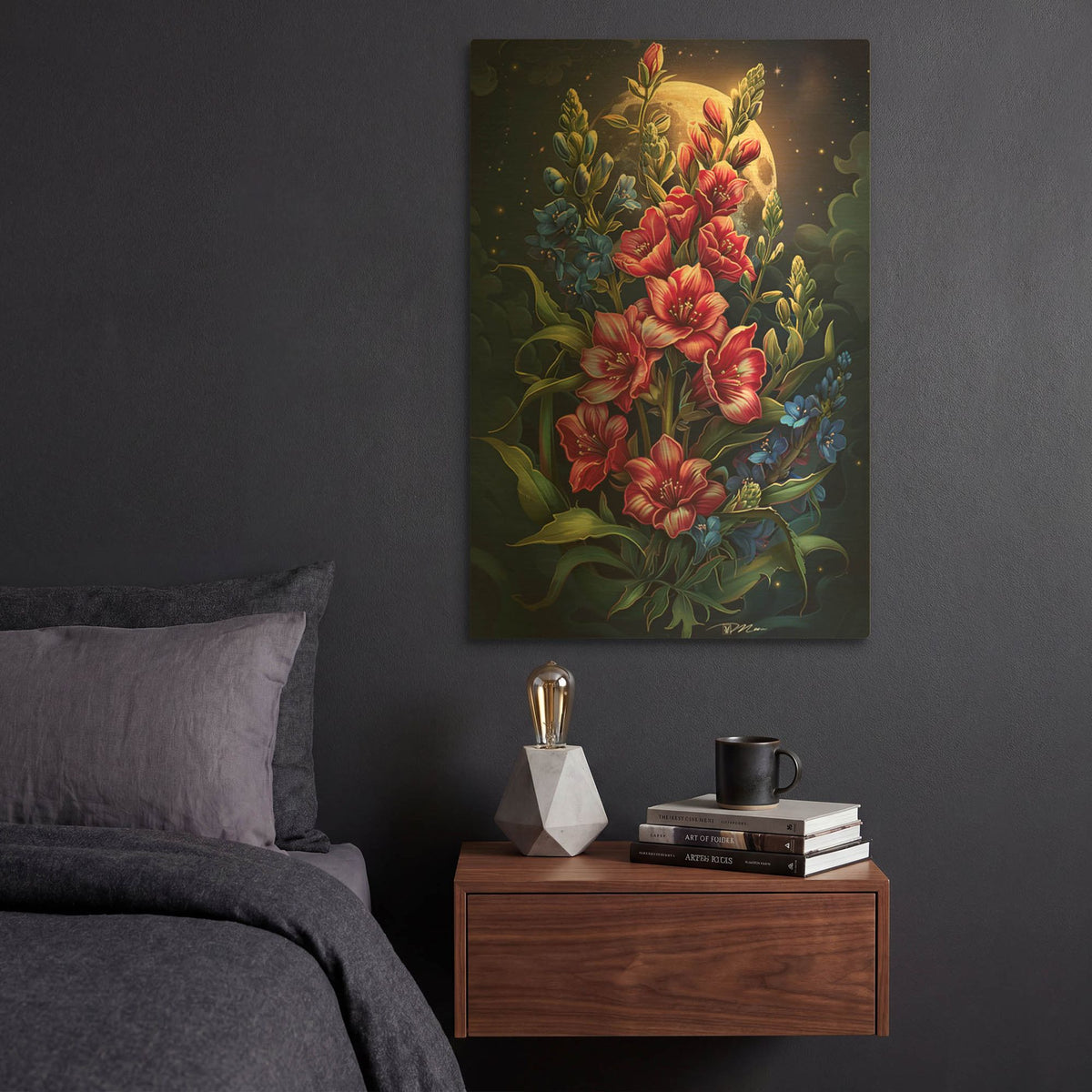 'Lunar Snaptastic Red And Blue' By Momart Gold Metal Wall Art