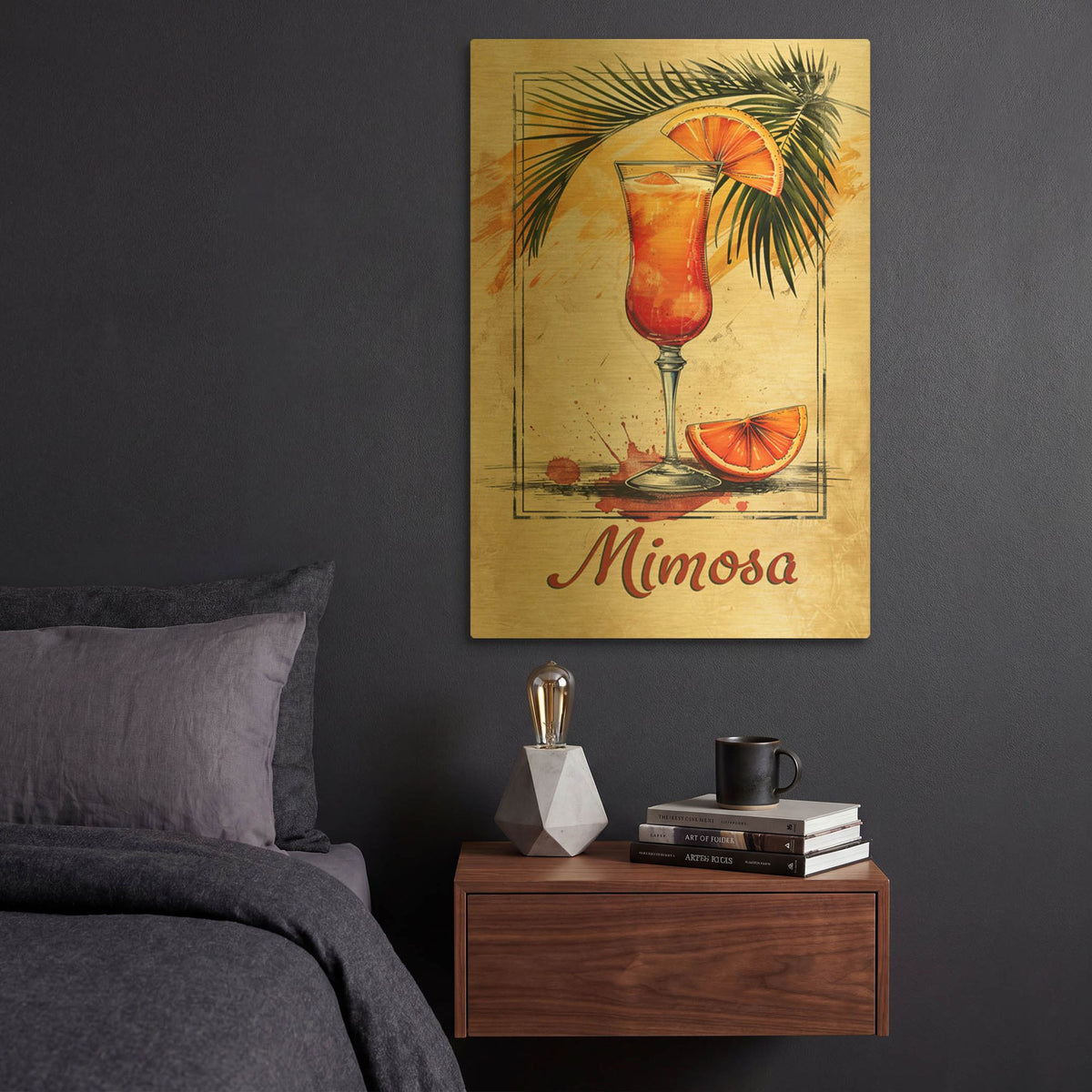 'Mimosa Drink' By Momart Gold Metal Wall Art