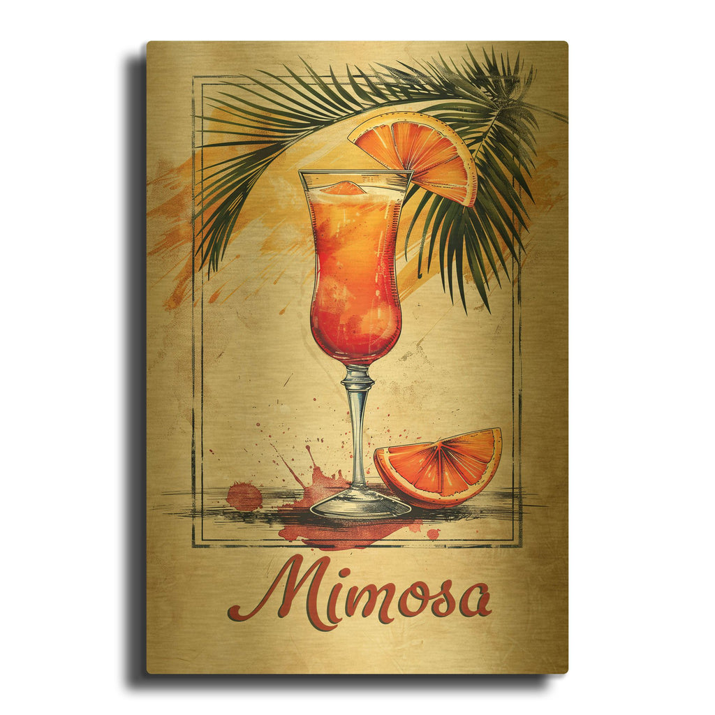 'Mimosa Drink' By Momart Gold Metal Wall Art