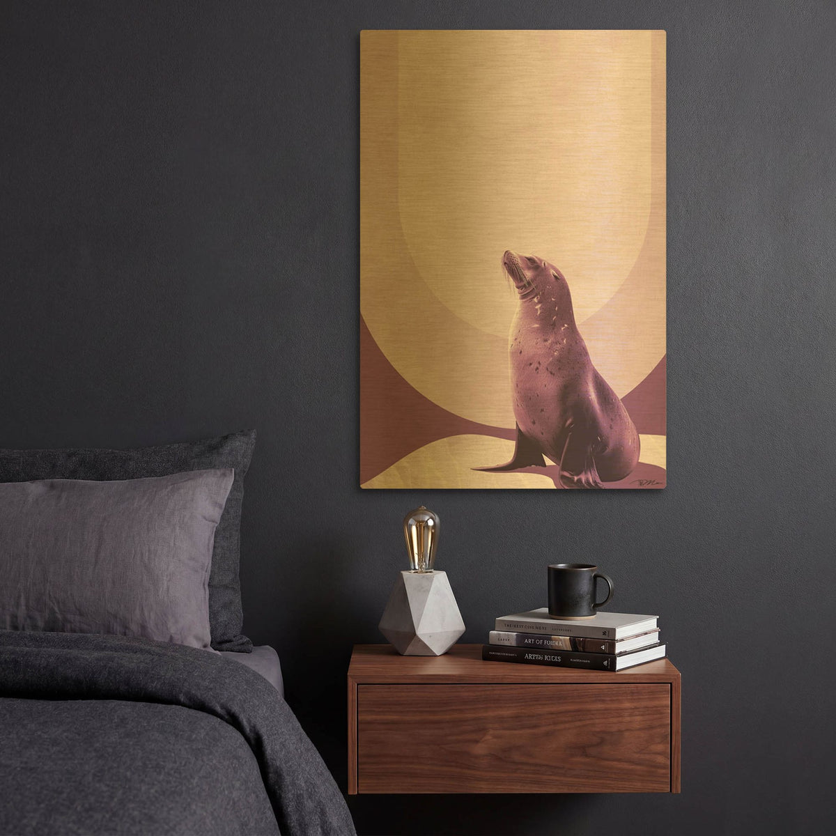 'Minimalist Seal Poster' By Momart Gold Metal Wall Art