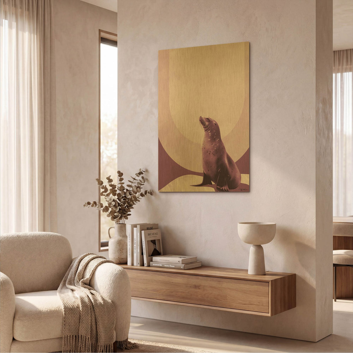 'Minimalist Seal Poster' By Momart Gold Metal Wall Art