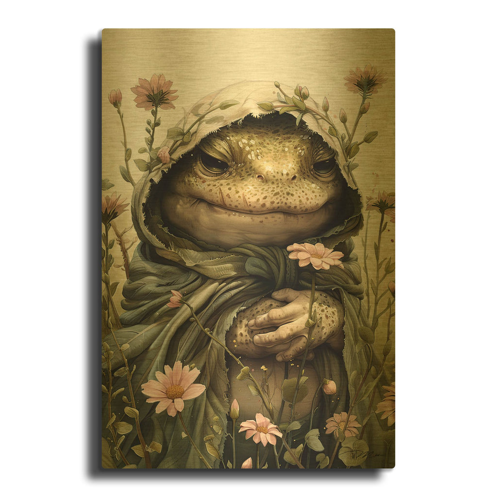 'Monk Toad' By Momart Gold Metal Wall Art