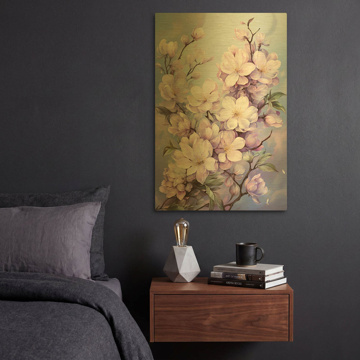 'Moon Of Lilac 3' By Momart Gold Metal Wall Art