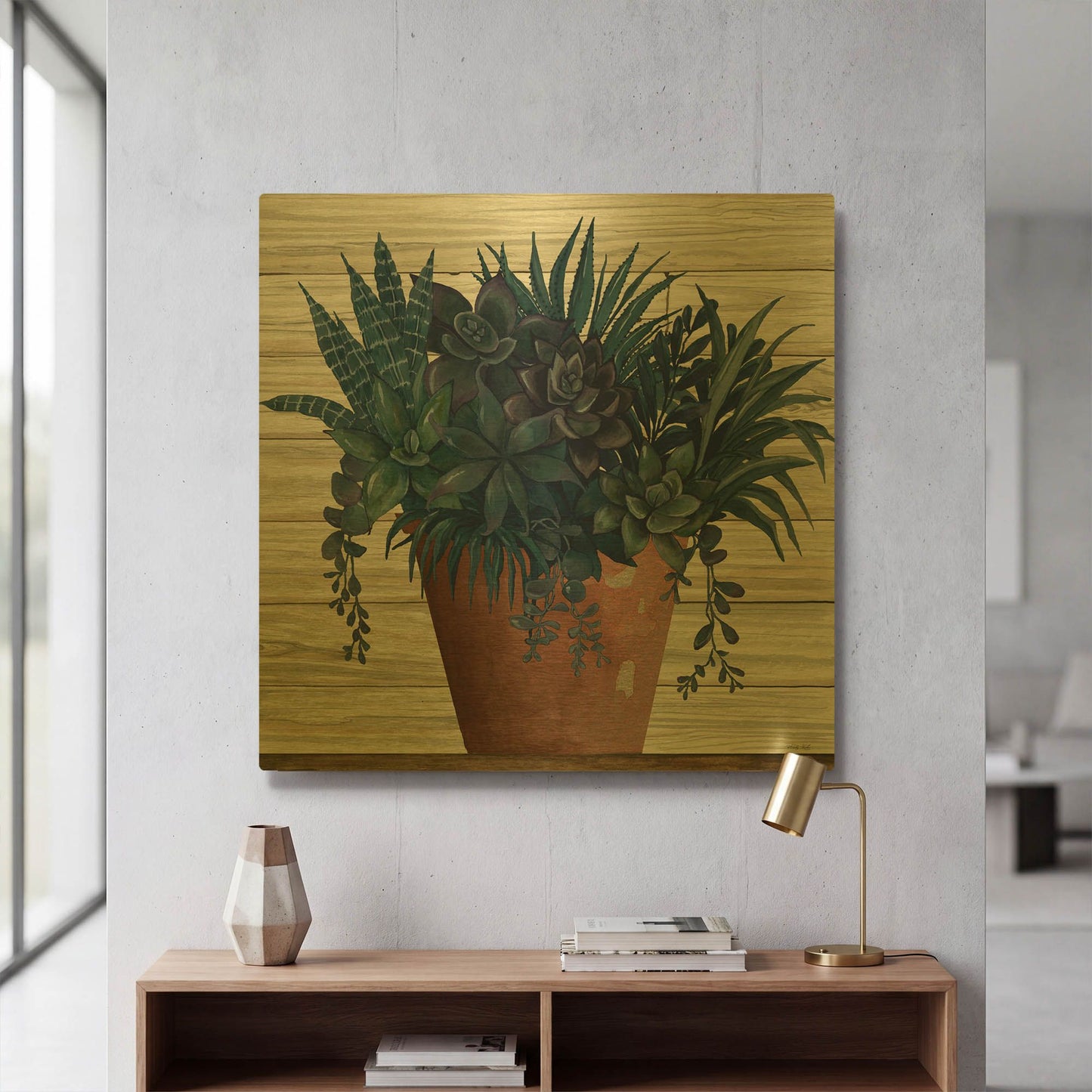 'Remarkable Succulents II' By Cindy Jacobs Gold Metal Wall Art
