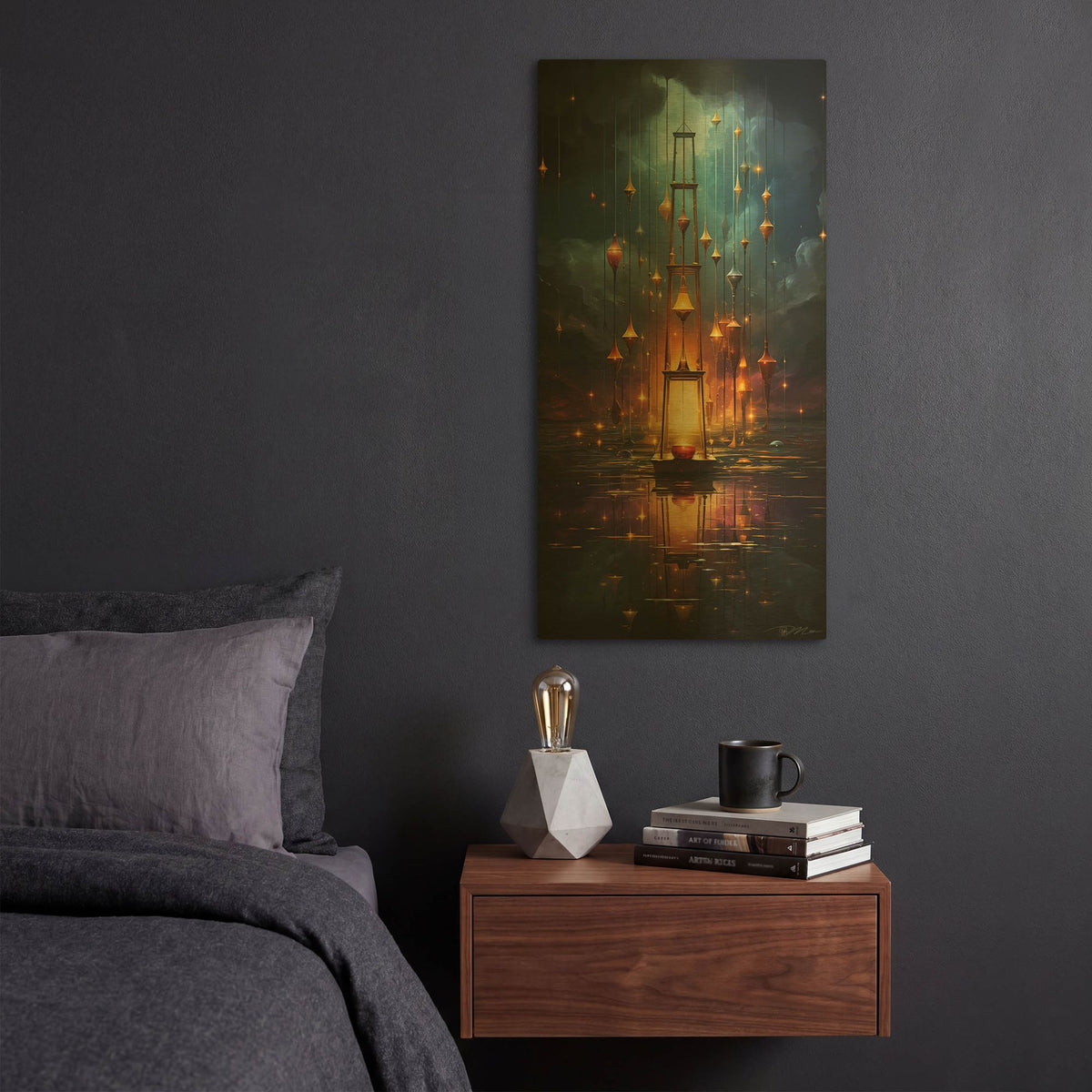 'Nebula Abstract Geometric Minimalist 3' By Momart Gold Metal Wall Art