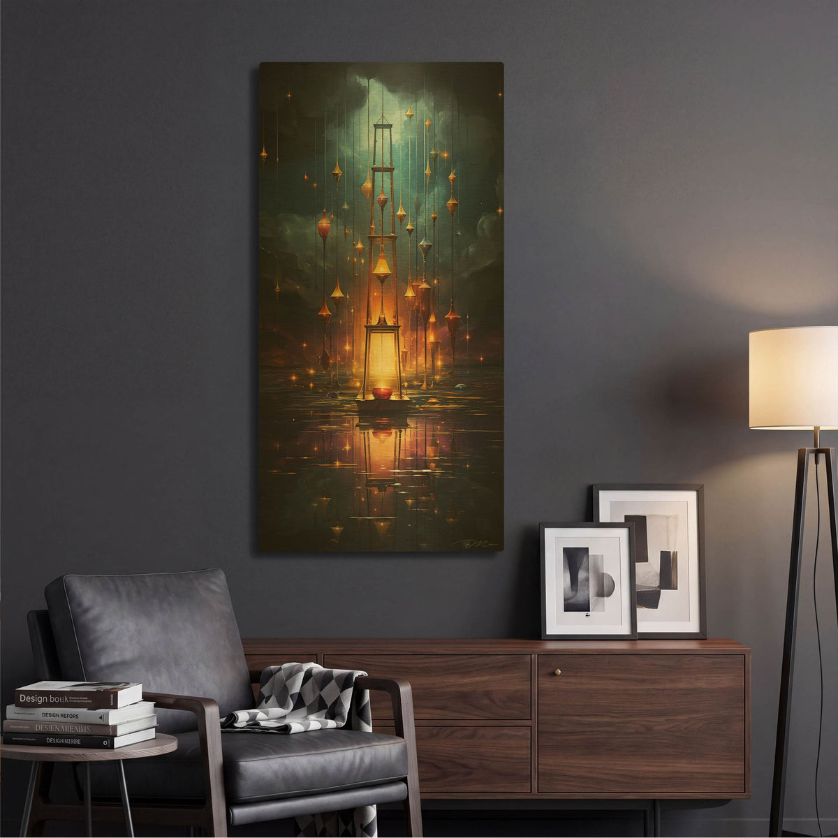 'Nebula Abstract Geometric Minimalist 3' By Momart Gold Metal Wall Art