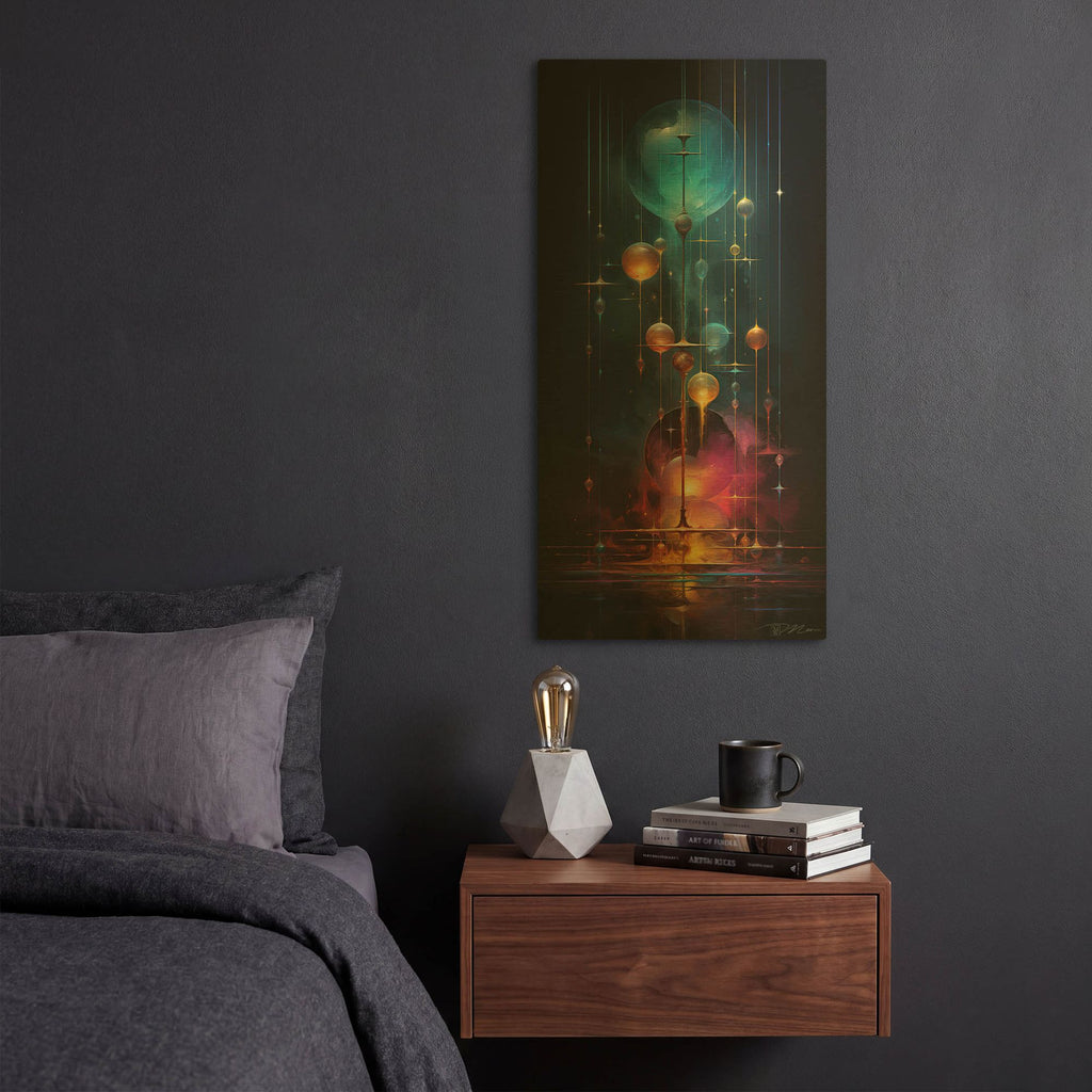 'Nebula Abstract Geometric Minimalist 5' By Momart Gold Metal Wall Art