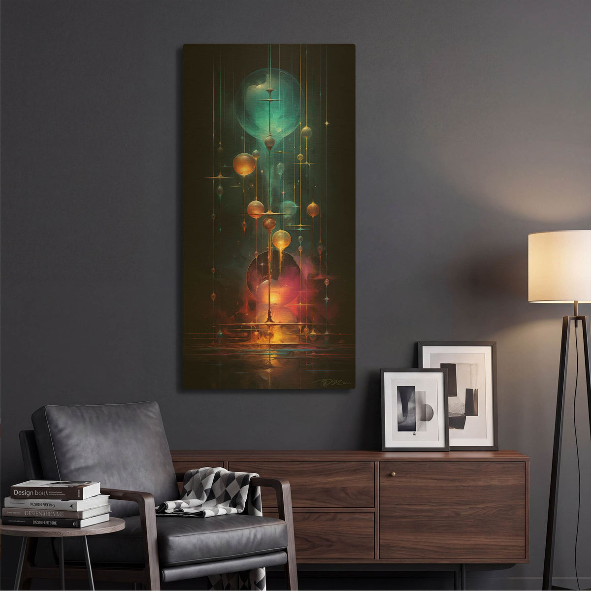 'Nebula Abstract Geometric Minimalist 5' By Momart Gold Metal Wall Art