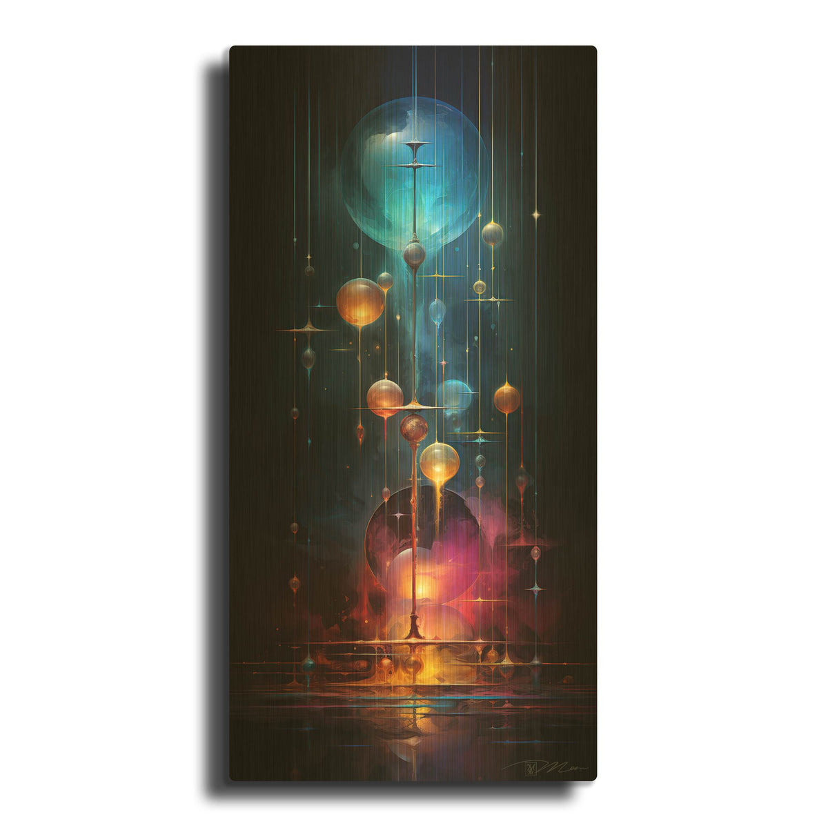 'Nebula Abstract Geometric Minimalist 5' By Momart Gold Metal Wall Art